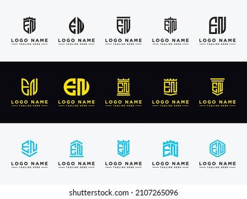 Template set initial letters of the EN logo icon. -Vector