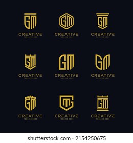 Template Set initial letters of the GM logo icon. -Vector