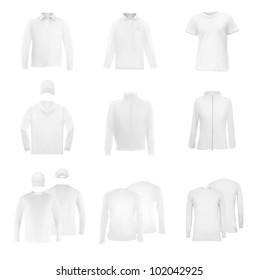 Template set: long sleeve blank polo t-shirts and hats.