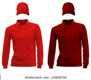 Template set: long sleeve blank t-shirts and hats.