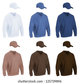 Template set: long sleeve blank t-shirts and hats.
