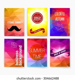 Template. Set of poster, flyer, brochure design templates. Elements for Summer Holidays with colorful background.  Vector brochure design templates collection. Applications and Infographic Concept. 