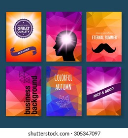 Template. Set of poster, flyer, brochure design templates. Elements for Summer Holidays with colorful background. Vector brochure design templates collection. Applications and Infographic Concept. 