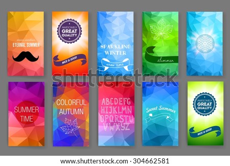 Template. Set of poster, flyer, brochure design templates. Elements for Summer Holidays with colorful background.  Vector brochure design templates collection. Applications and Infographic Concept. 