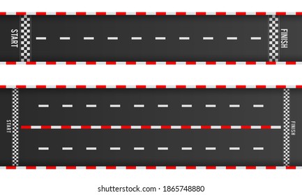 Template set of straight asphalt roads