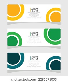 template a set of vector banners for a company website or social media design  green or yellow or blue color which in circle 