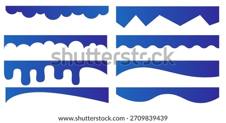 Template set of wave and curve dividers for banners and page headers, featuring organic lines and modern graphic elements for clean website or app presentation.