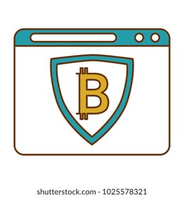 template with shield and bitcoin icon