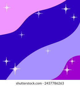 Template of shining stars on wavy colorful background. Vector illustration for print, poster. Copy space.