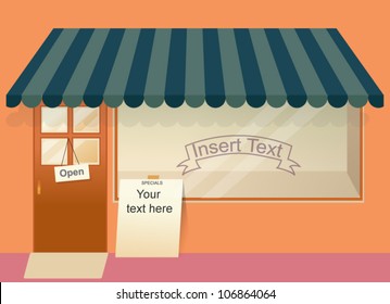 Template of a Shop with a Canopy and an empty display window