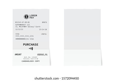 Template of a shop receipt. Mockup of a check from mall.