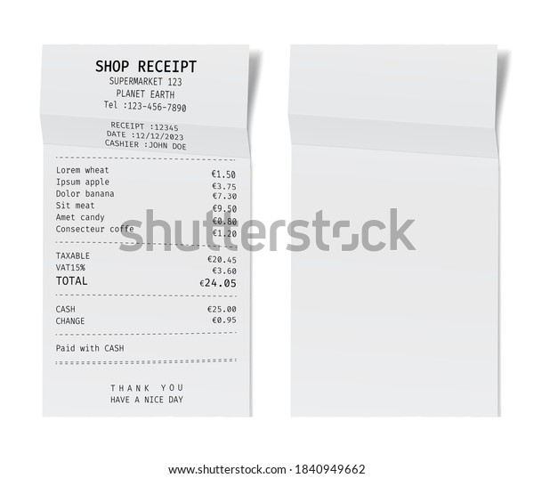 Download Template Shop Receipt Mockup Check Mall Stock Vector Royalty Free 1840949662