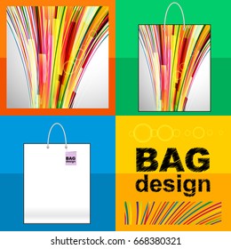 Template shopping Bag: abstract background made of splash stripes and lines.