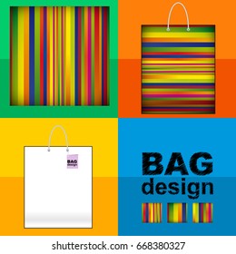 Template shopping Bag: abstract lines background made of colorful striped patterns.
