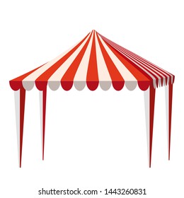 Template shopping stand canopy empty market stall with red and white striped awning. Promotional advertising outdoor event trade show pop-up tent mobile advertising marquee mock up. Shelter canopy