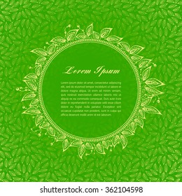 Template for short text, greeting cards, invitations, menus, labels. Graphic design pages on seamless pattern.