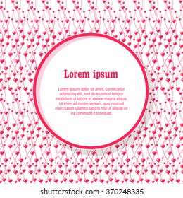 Template for short text, greeting cards, invitations, menus, labels. Graphic design pages on seamless pattern. Design element for Valentine's Day, weddings, engagements, birthdays.
