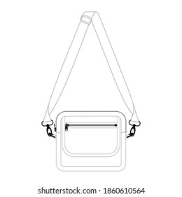 Template shoulder bag illustration flat design outline template clothing collection