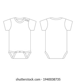 Template shoulder button baby onesie vector illustration flat sketch design outline