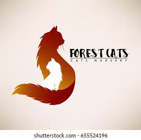 Template of the sign with the cat. Advertisement for Animal rescue, veterinary, shop. Pets Logo