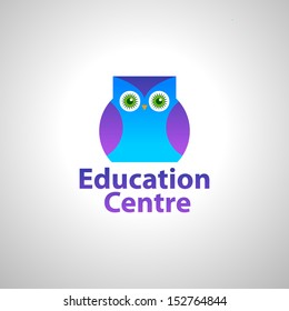 template sign for an educational center - owl - the symbol of wisdom and knowledge