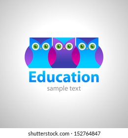 template sign for an educational center - owl - the symbol of wisdom and knowledge