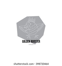 The template with the sign with the rooster. The bird depicted in flight, the wings directed laterally.