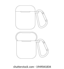 Template silicone airpods vector illustration flat sketch design outline