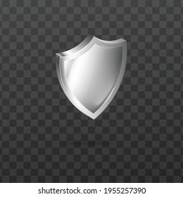 Template of silver metal security shield realistic vector illustration isolated.
