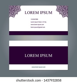 Template Of Simple Business Card With Mandala Decoration Ornament