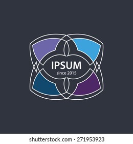 Template of simple logo in linear art style with abstract word. Outline vector logotype. CMYK color mode