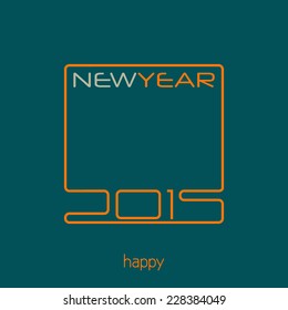 Template of simple New Year card with orange 2015 frame on a sherpa blue background. Vector