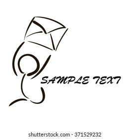 template sketch man with mail vector illustration. Can use for logo.