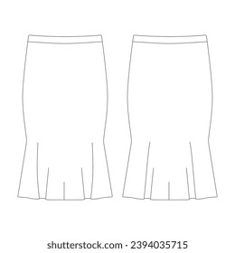 template skirt vector illustration flat design outline clothing collection