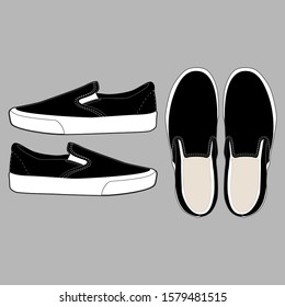 Template slip on sneaker shoes footwear clip art 