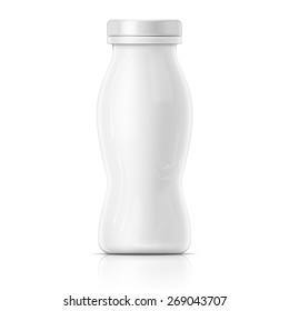 Template of small blank yougurt bottle on white background. Packaging collection.