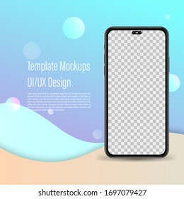 Template mit Smartphone für Technologieanwendungsdemo und Online-Marketing. Vektorillustration-Illustration für Werbebanner.