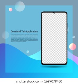 Template with smartphone for technology application demo and online marketing. Vector illustration for advertising banner.
