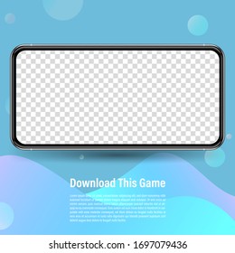 Template with smartphone for technology application demo and online marketing. Vector illustration for advertising banner.