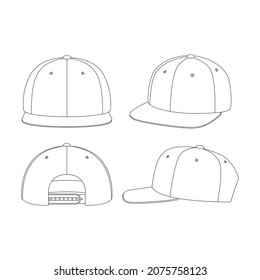 Template Snapback Hat Vector Illustration Flat Sketch Design Outline