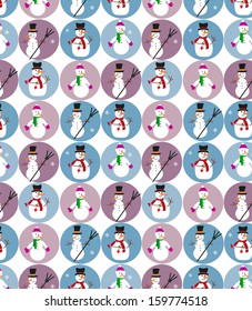 template of snowmen on blue and purple background