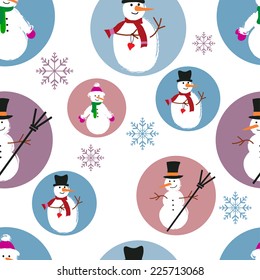 template of snowmen on blue and purple background 