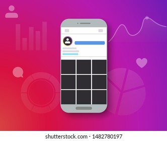 Template social media account analytics. Colorful background. Social media instagram concept. Vector illustration. EPS 10