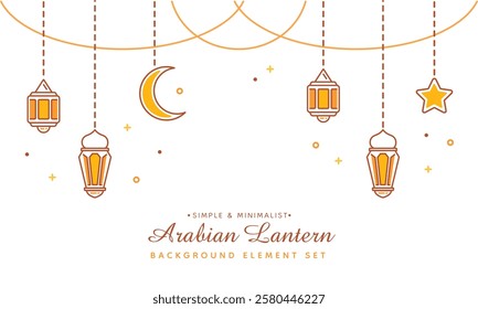 Template Social Media Arabian Islamic Pattern Hanging Lanterns with Ornamental Details for Ramadan Eid Fitr Elegant vector set.