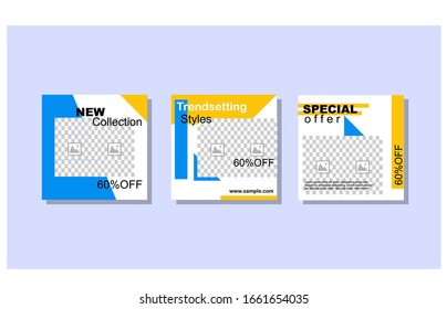  Post Template Social Media Banners for Digital Marketing. Promotion Brand Fashion. Stories.vector design