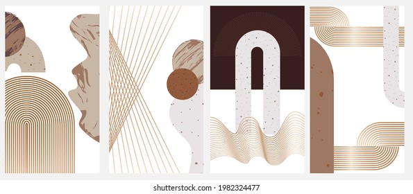 Template for social media collection. Vertical background. Modern abstract elements, Line, Geometry Shapes, Wave. Editable Vector Illustration.