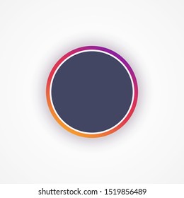 Template Social Media Instagram Icon Avatar Frame. Mockup Dark Circle With Colorful Frame For Photo. Blank Logo. Blogging. Vector Illustration. EPS 10