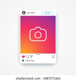 Template social media instagram photo frame and colorful abstract background   photo camera  mockup post  Social media instagram content  concept  Vector illustration  EPS 10