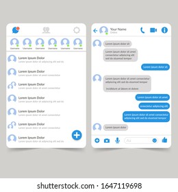 template of social media messenger application interface