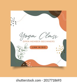 Template Social Media Post Abstract Background Yoga Class Open New Member